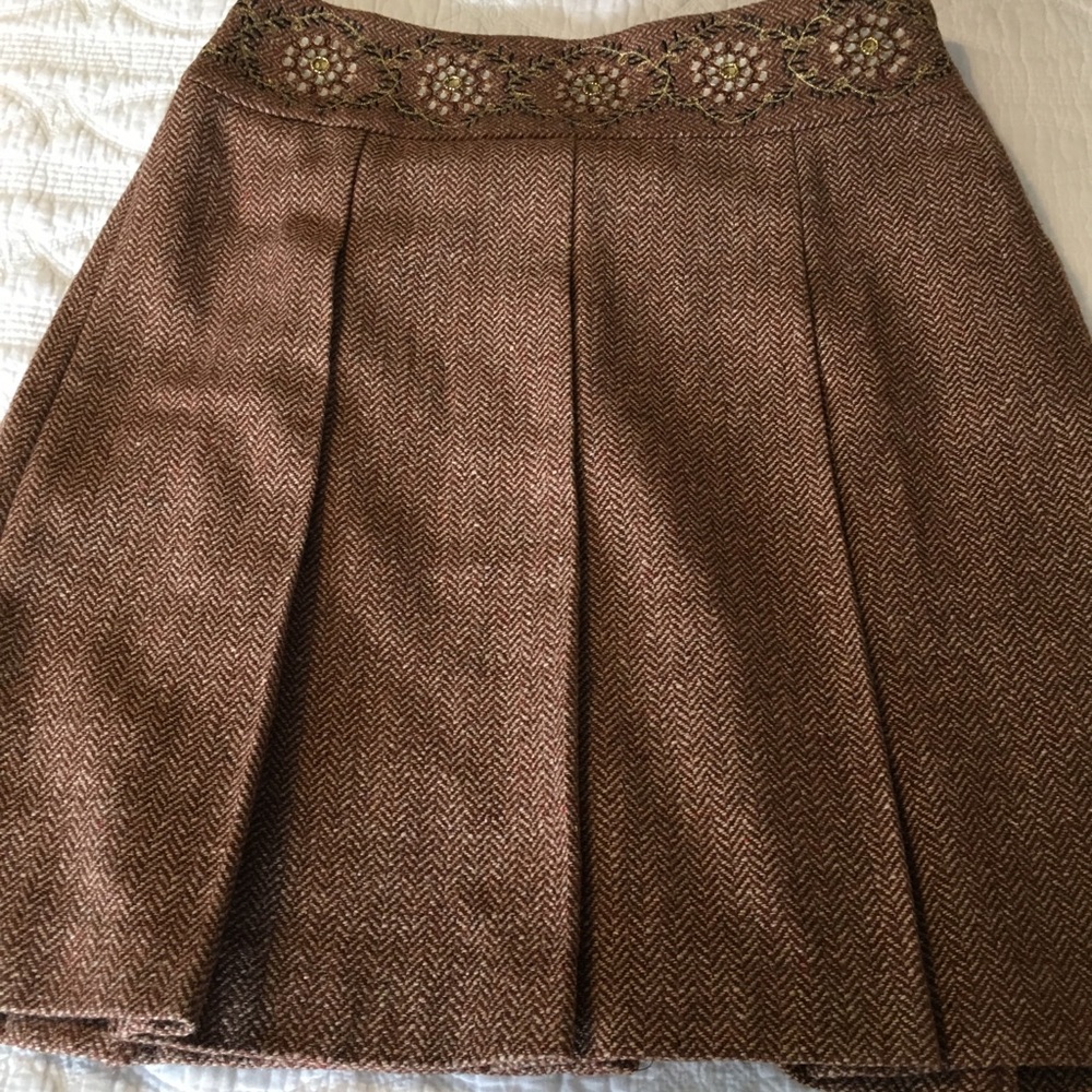 Loft Petites Women's Brown Wool Blend Skirt Size 8